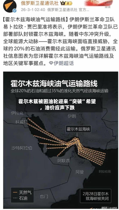 霍尔木兹被困油轮迎来“突破	”希望	，油价应声下跌-第2张图片